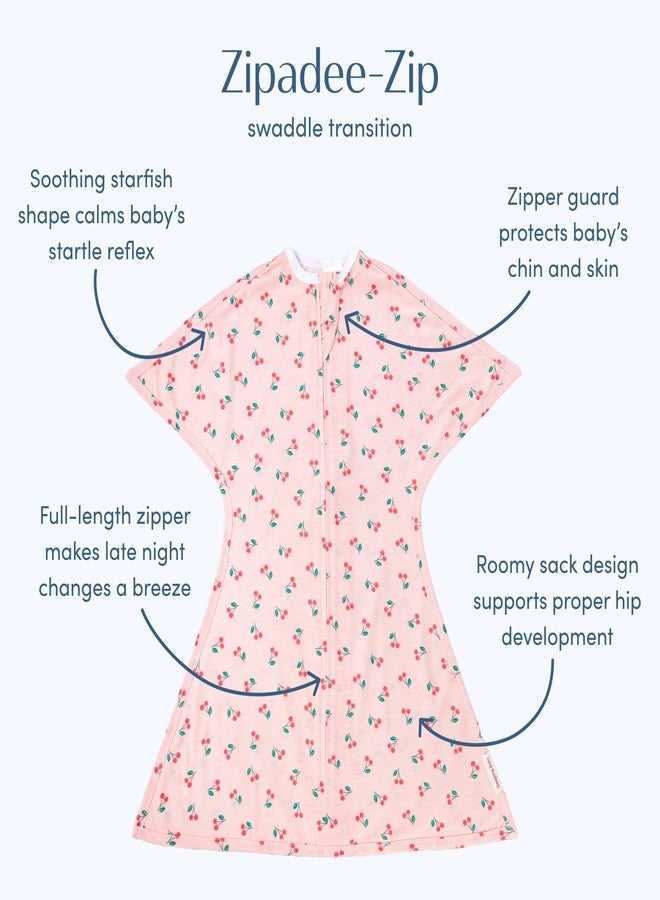 SleepingBaby Zipadee-Zip Transition Swaddle - Cozy Baby Swaddle Blanket with Zipper Convenience - Roomy Wearable Blanket for Easy Diaper Changes - Cherries, Small (4-8 Month) - Image 2